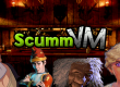 History of ScummVM - adventure characters in front of the ScummVM logo