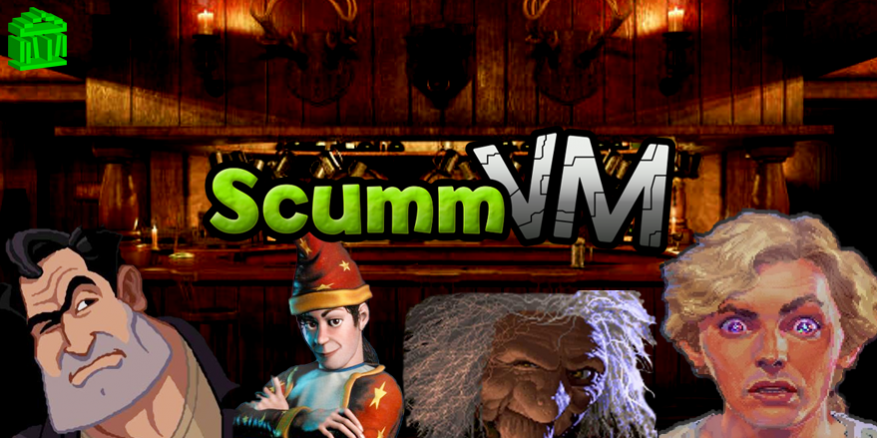 history-scummvm-3 History of ScummVM - adventure characters in front of the ScummVM logo